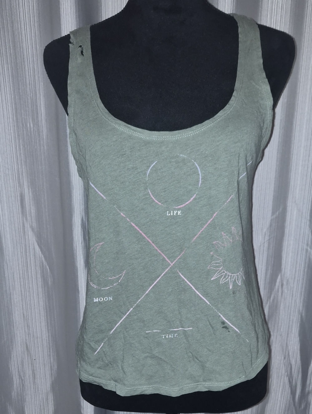 American Eagle Outfitters Olive Green Graphic Tank Top